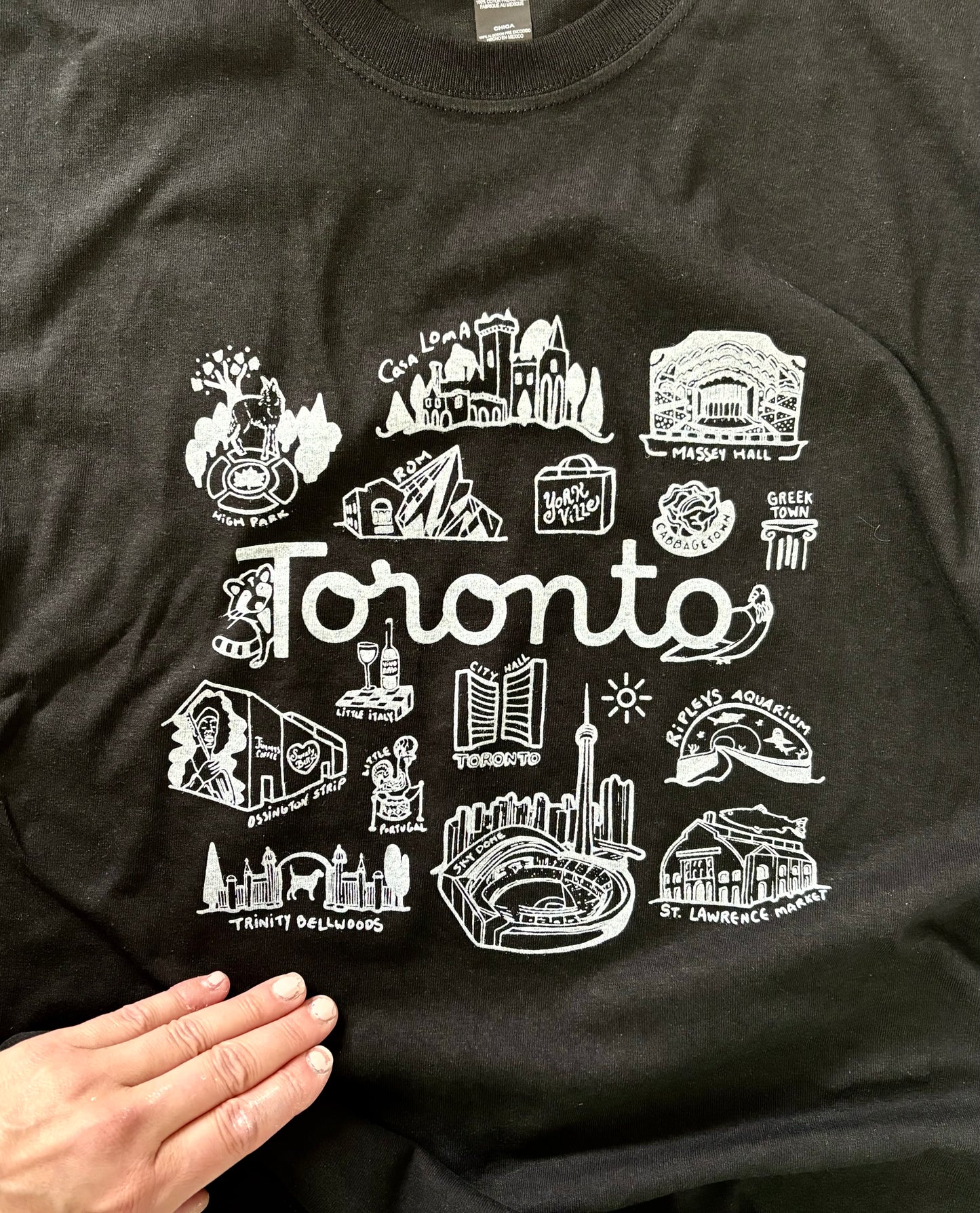 Toronto Places Unisex Black Cotton Tee with White Eco Ink