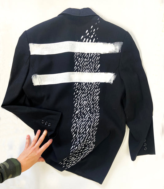 One of a Kind Hand Printed Vintage Suit Jacket