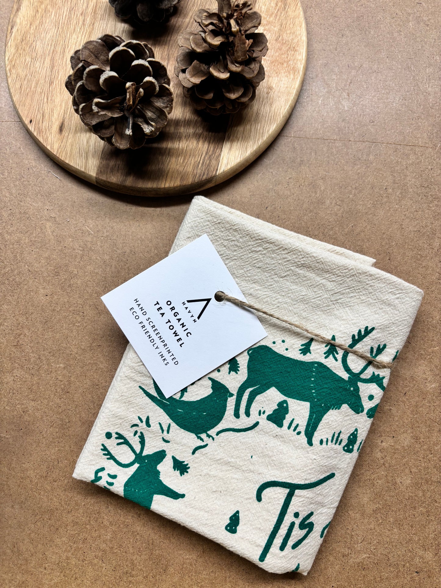 Tis The Season Hand Printed Organic Tea Towel