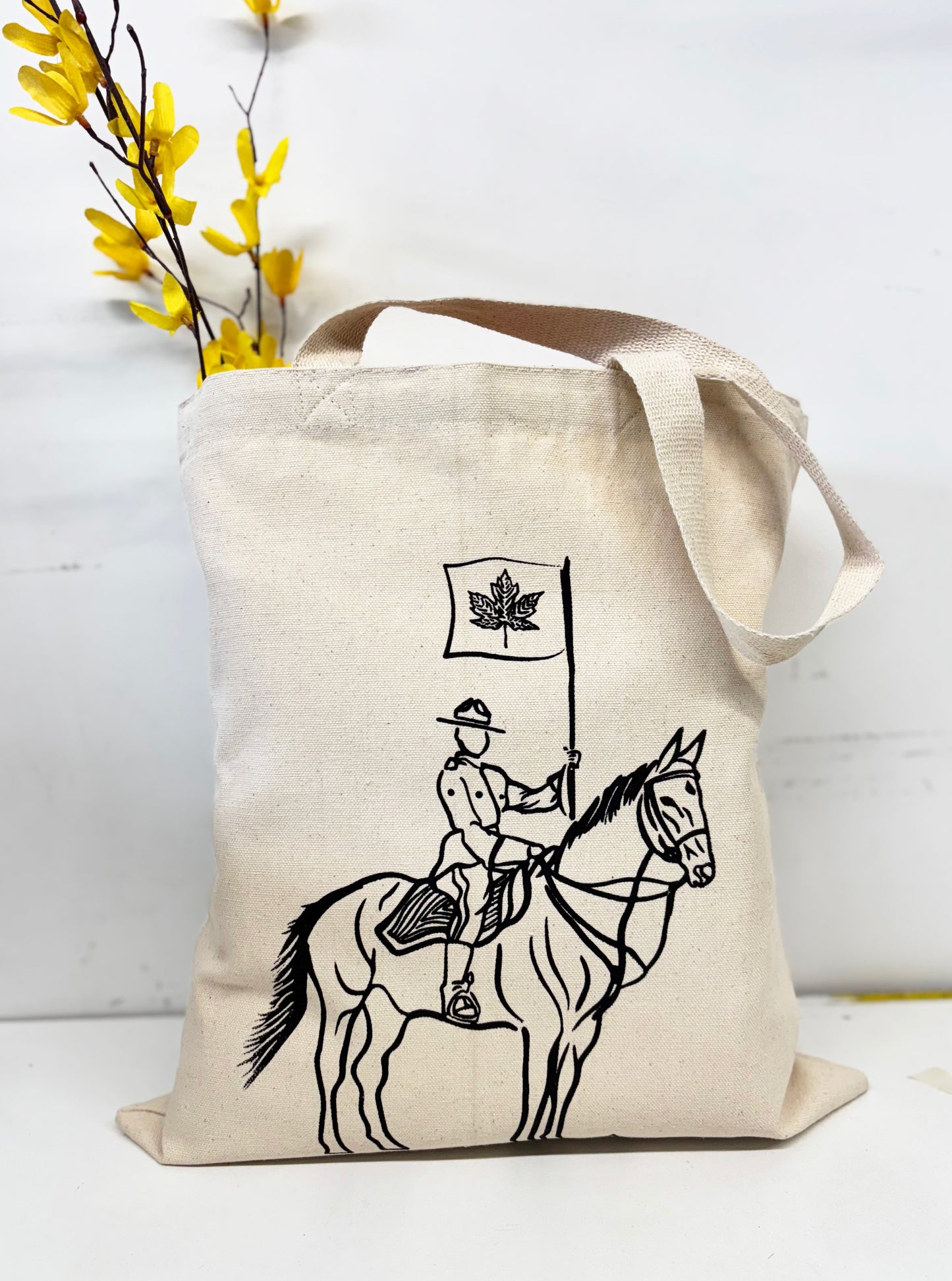 RCMP Tote Bag Hand Screen Printed Natural Canvas