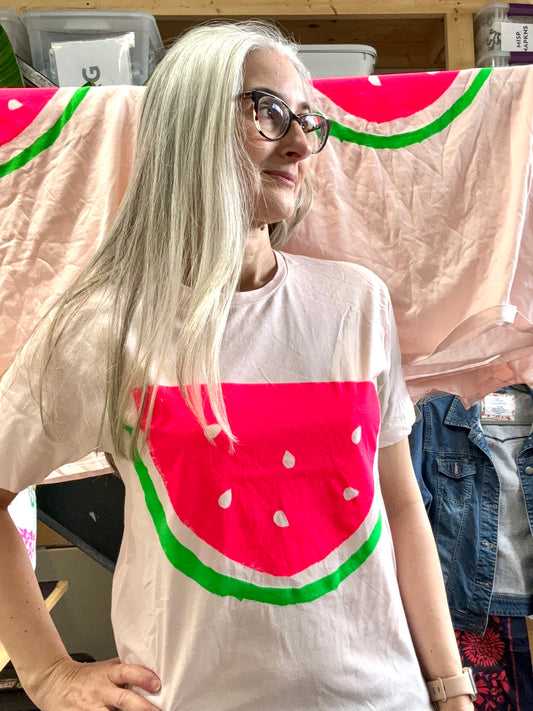 Limited Edition Watermelon Tee on Organic Pink