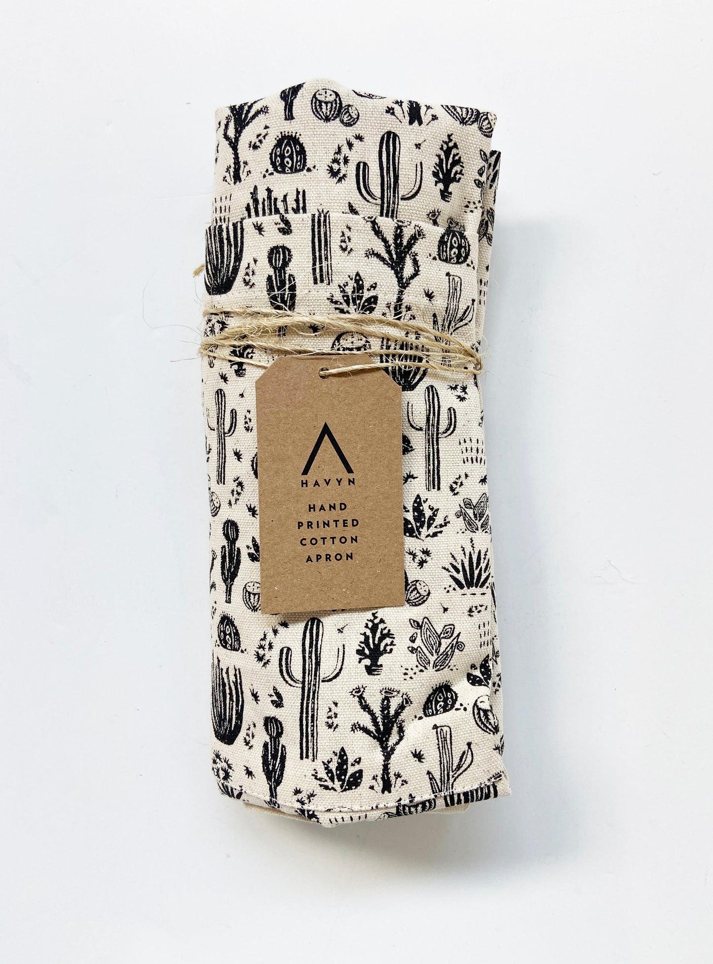 Unisex Apron - Desert Cactus Pattern - Natural Cotton Canvas