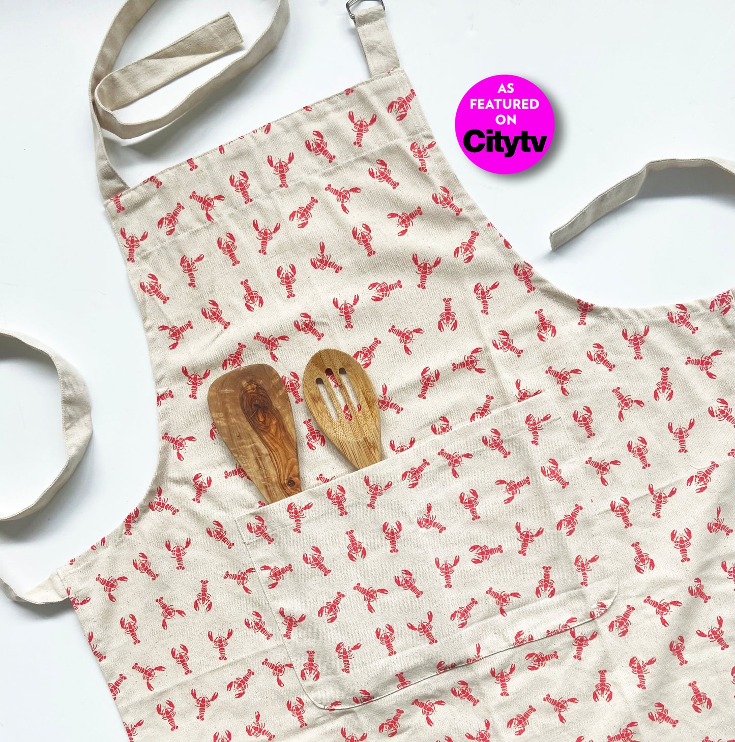 Unisex Apron - Lobster Pattern - Natural Cotton Canvas