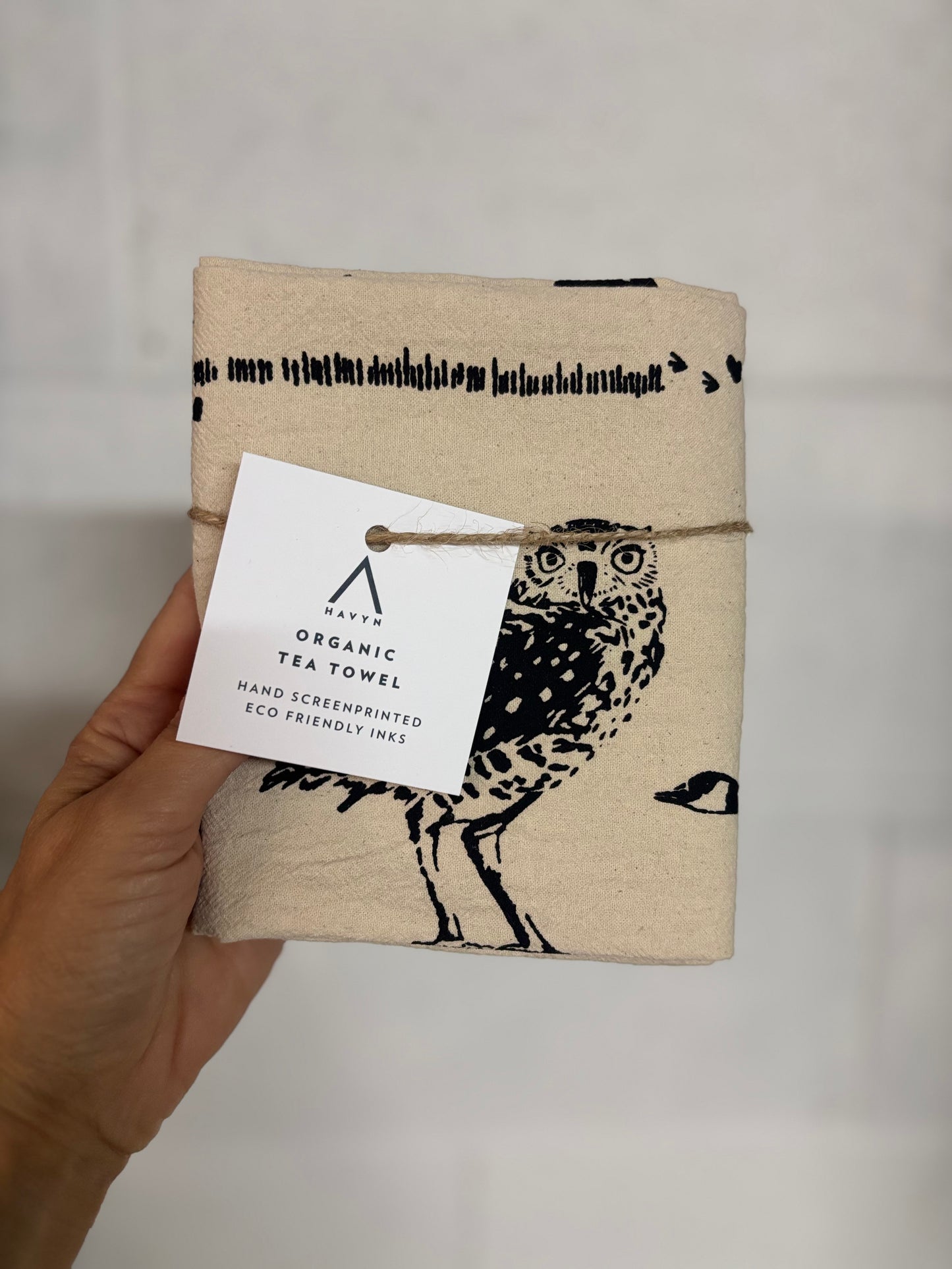 Hand Printed Tea Towel | Organic Cotton Floursack | Canada Birds | Large Kitchen Towel | Eco Screen Printed