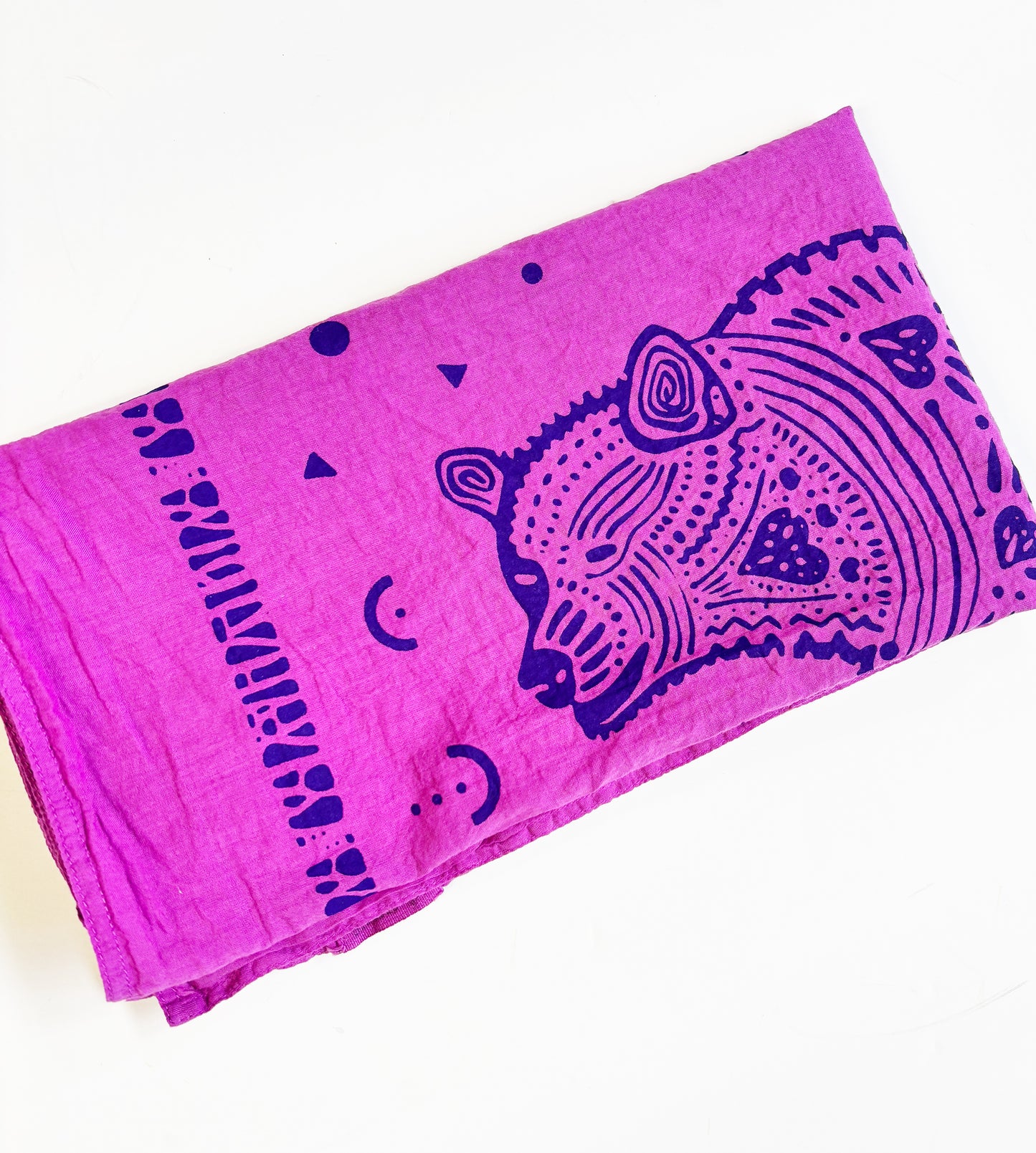Bear Bandana Pink and Purple | 100% Cotton | Hand Screen Printed | 22 inches