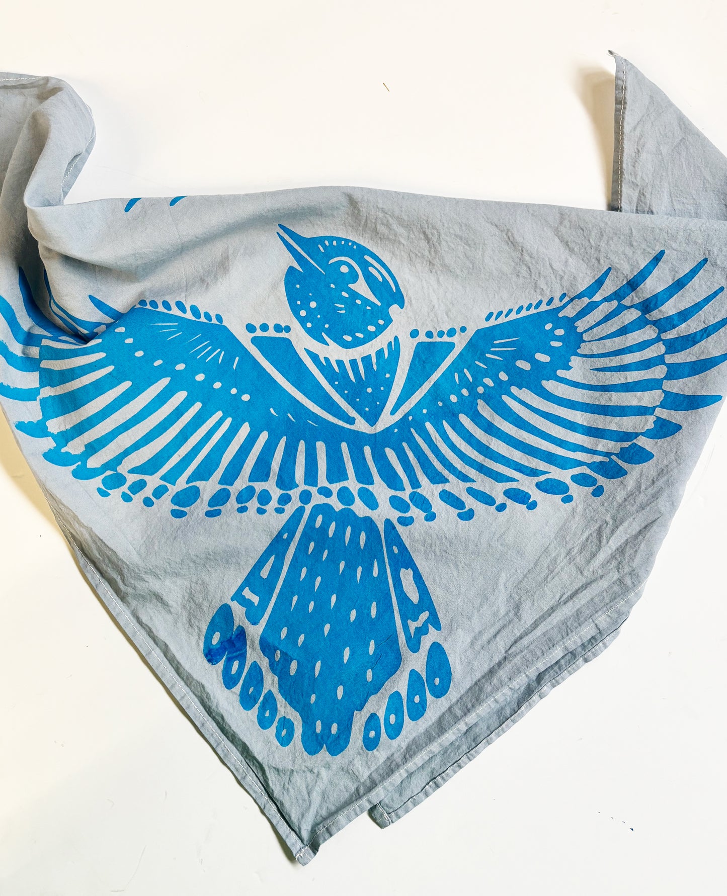 Bird Bandana Blue | 100% Cotton | Hand Screen Printed | 20 inches