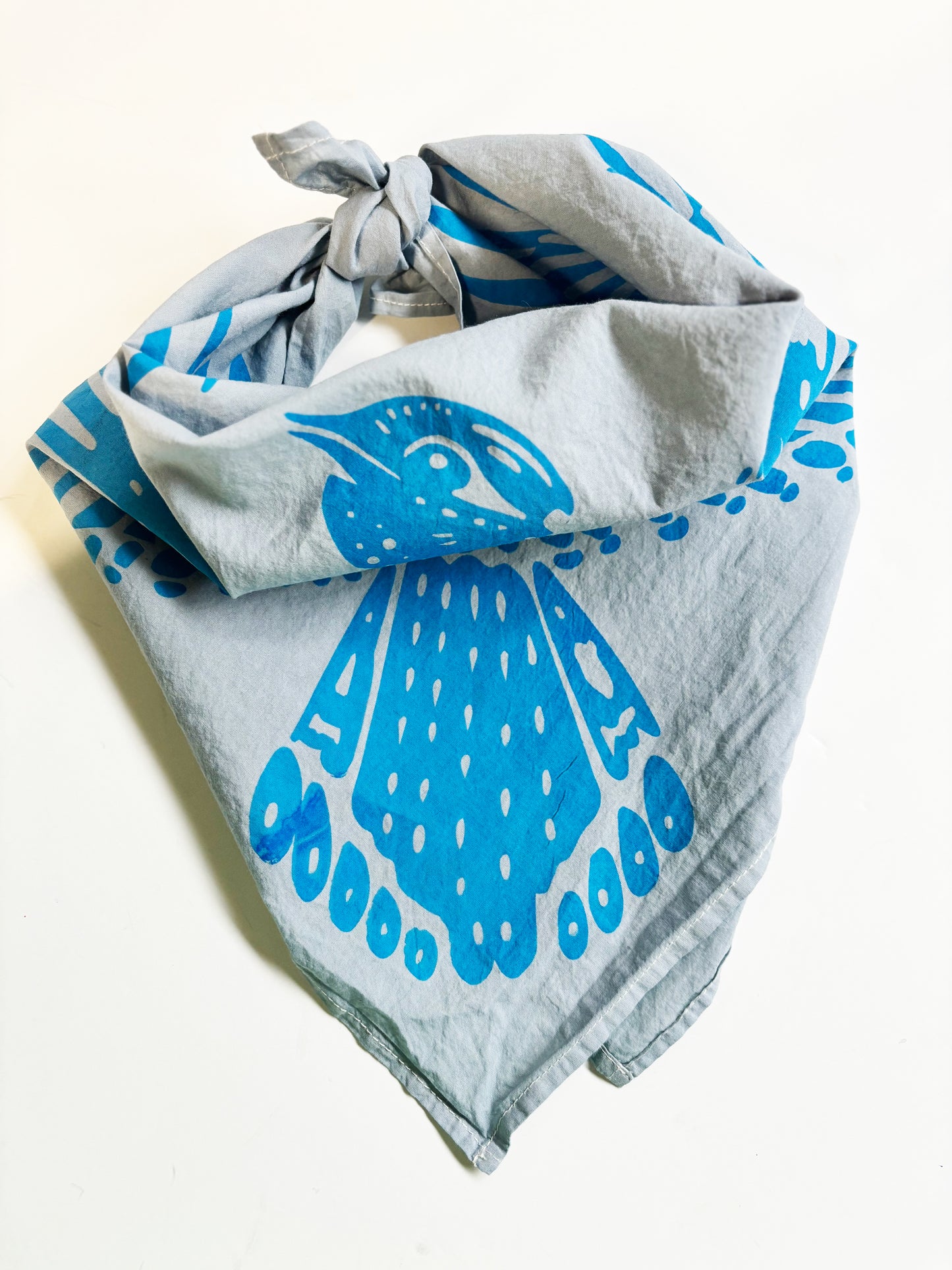 Bird Bandana Blue | 100% Cotton | Hand Screen Printed | 20 inches