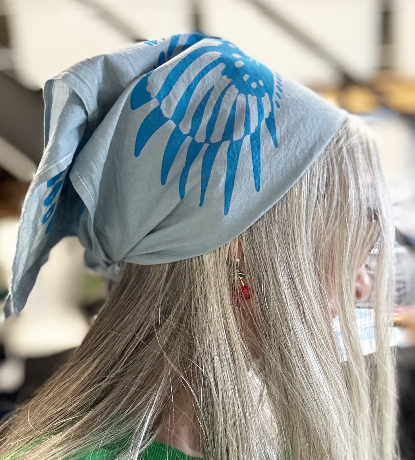 Bird Bandana Blue | 100% Cotton | Hand Screen Printed | 20 inches