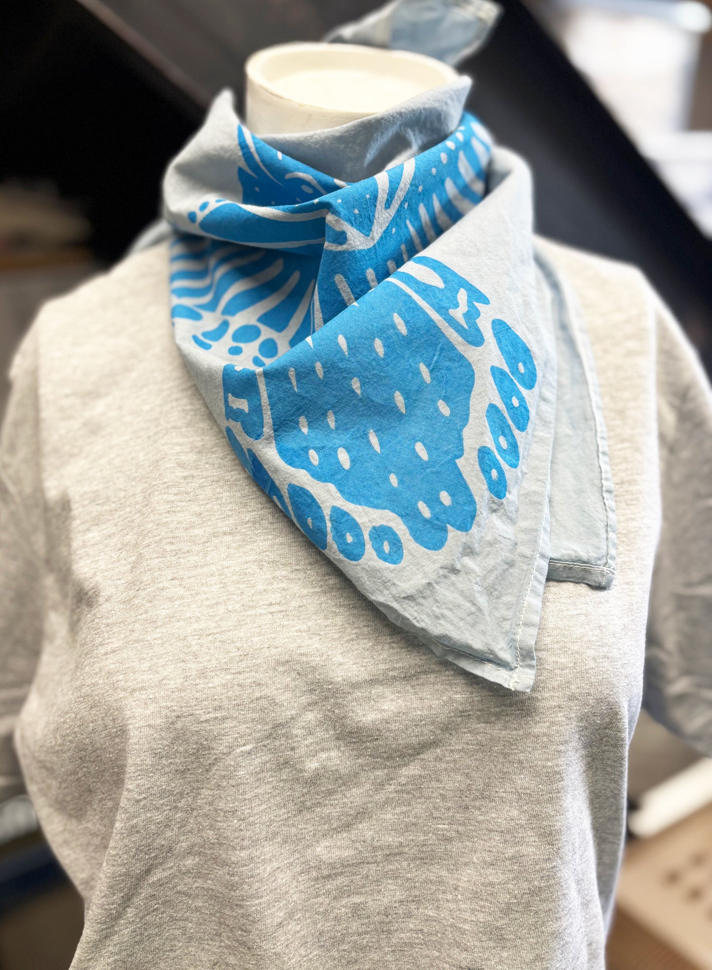 Bird Bandana Blue | 100% Cotton | Hand Screen Printed | 20 inches