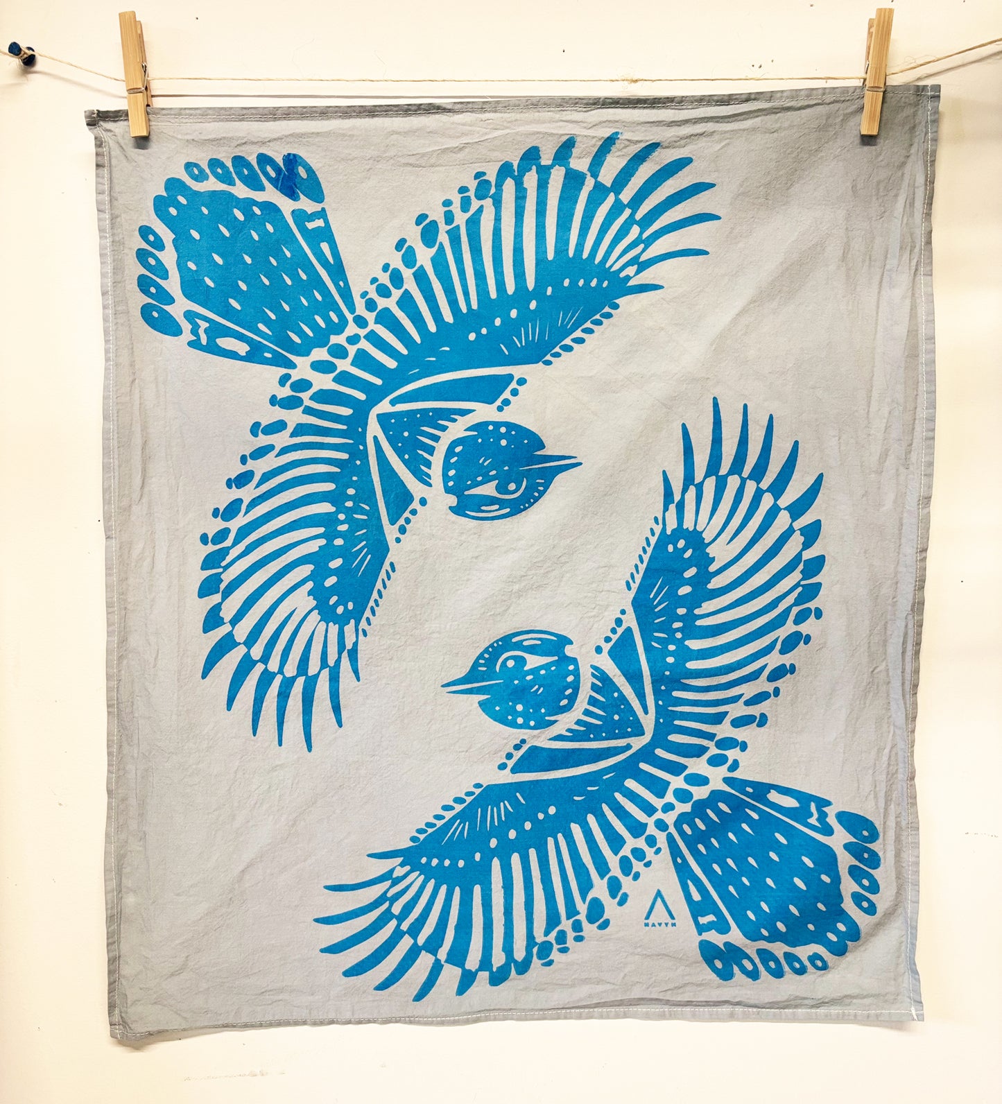 Bird Bandana Blue | 100% Cotton | Hand Screen Printed | 20 inches