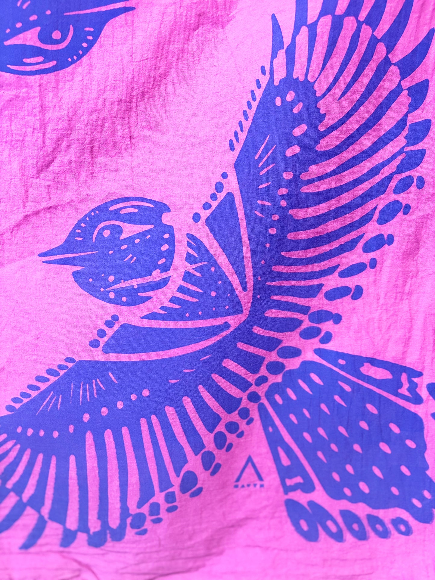 Bird Bandana Blue and Purple | 100% Cotton | Hand Screen Printed | 22 inches