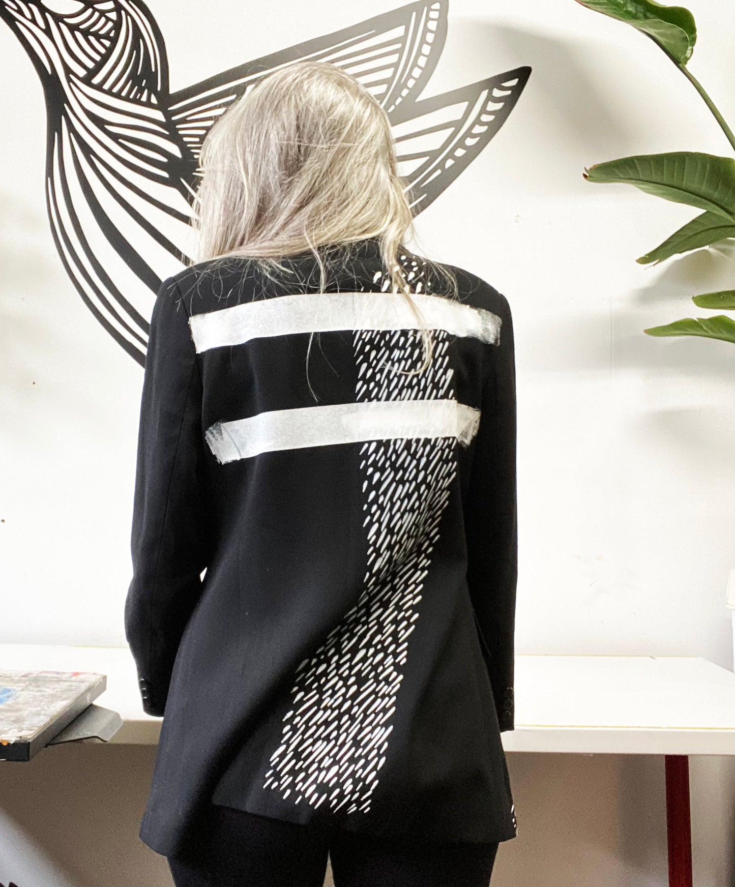 One of a Kind Hand Printed Vintage Suit Jacket