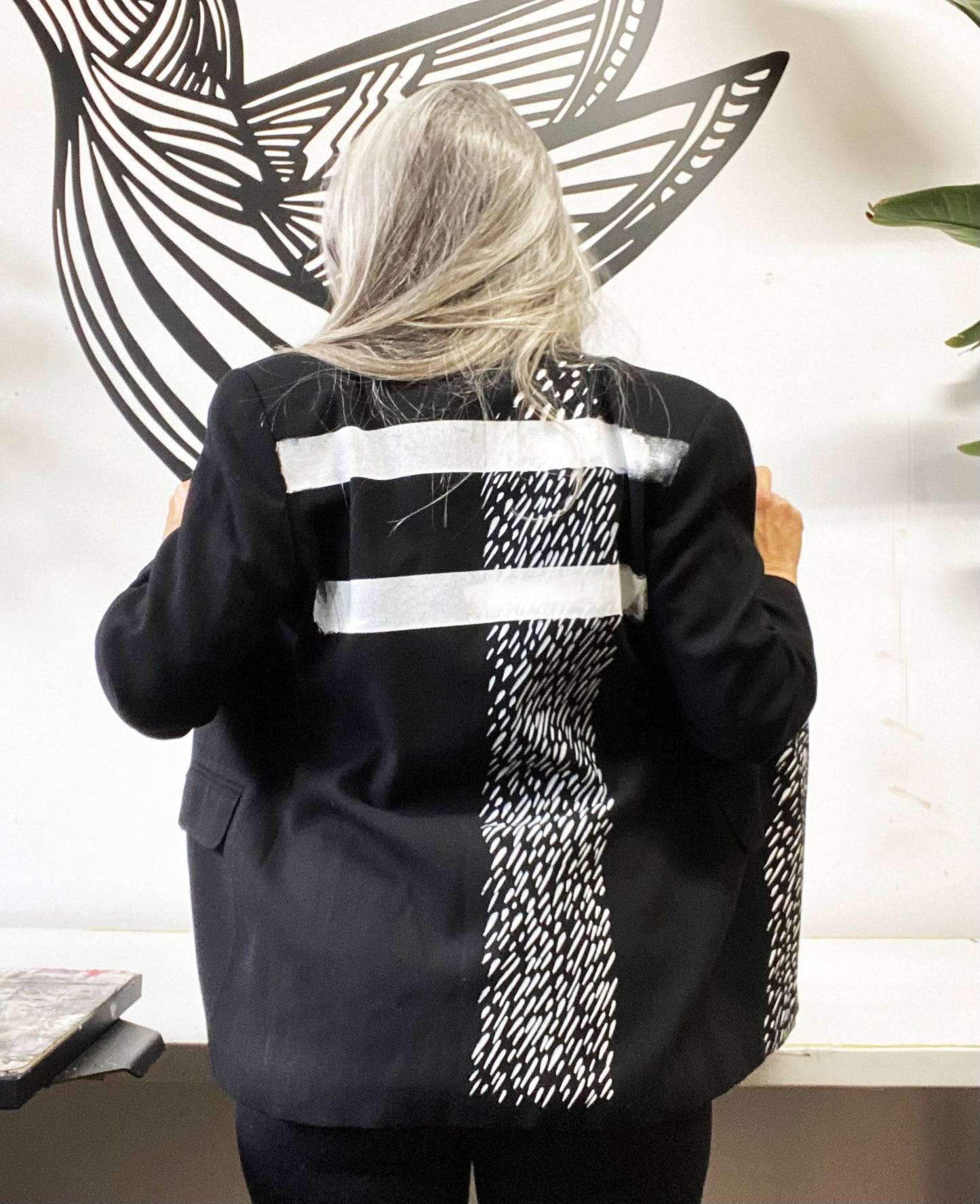 One of a Kind Hand Printed Vintage Suit Jacket