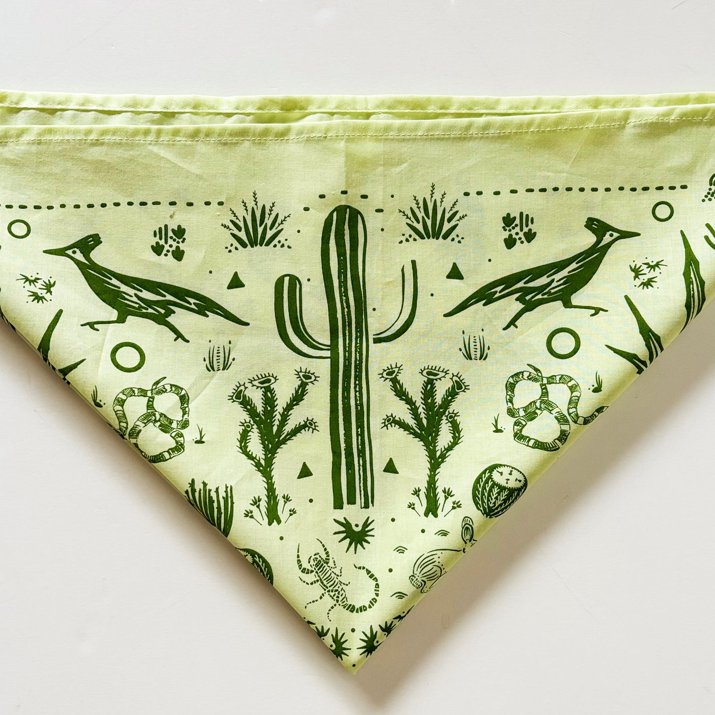 Desert Green Bandana | 100% Cotton | Hand Screen Printed | 22 x22 inches | All-Over Print Bandana