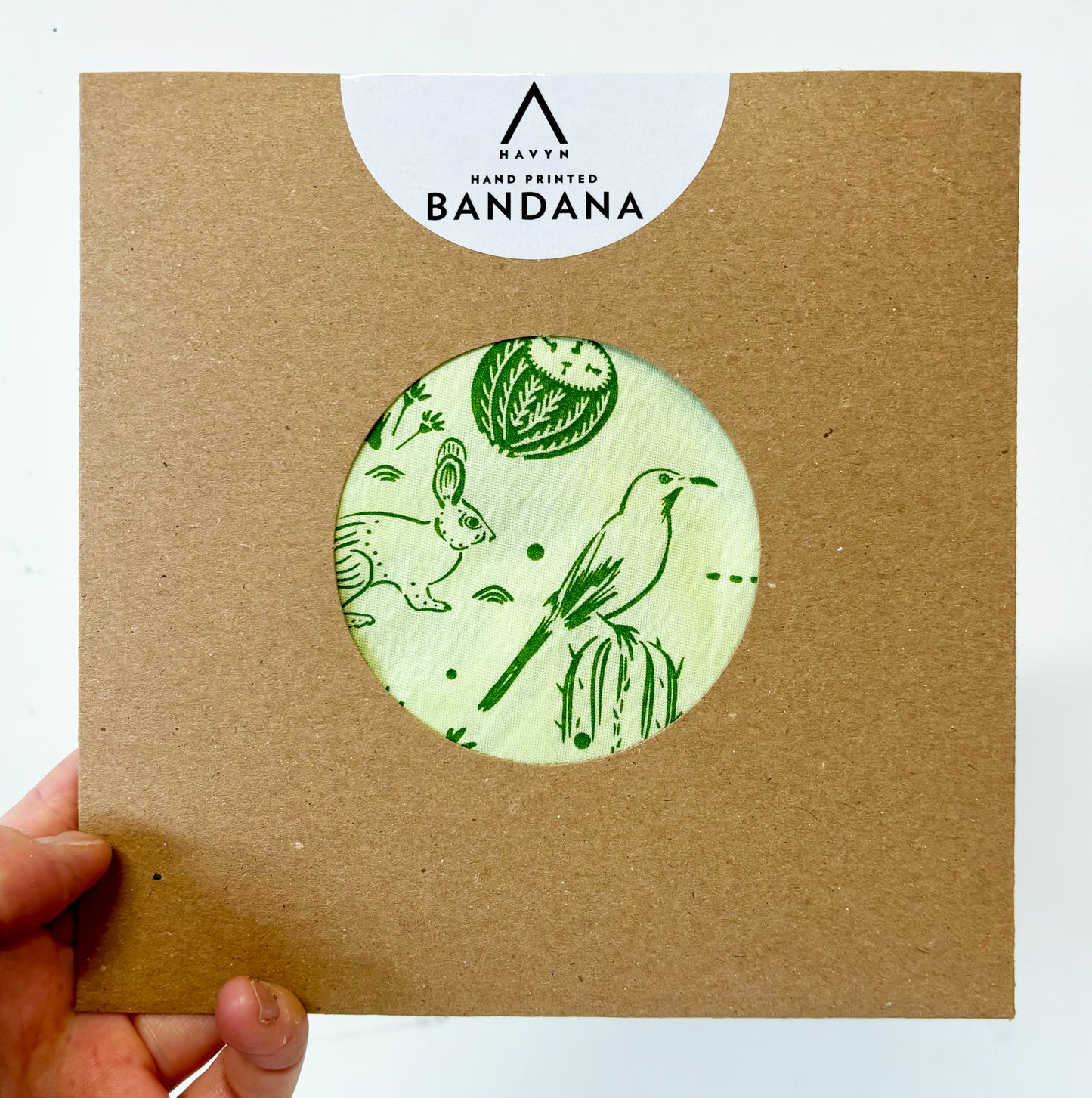 Desert Green Bandana | 100% Cotton | Hand Screen Printed | 22 x22 inches | All-Over Print Bandana