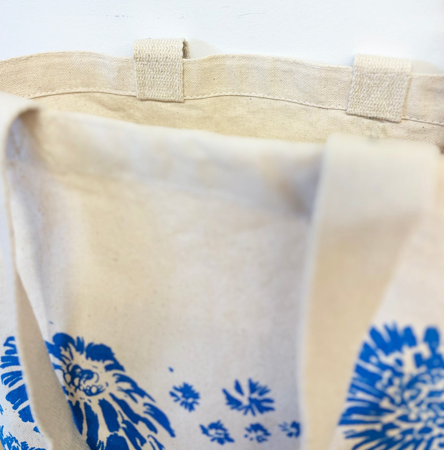 Flowers Cotton Tote Blue Hand Printed Every Day