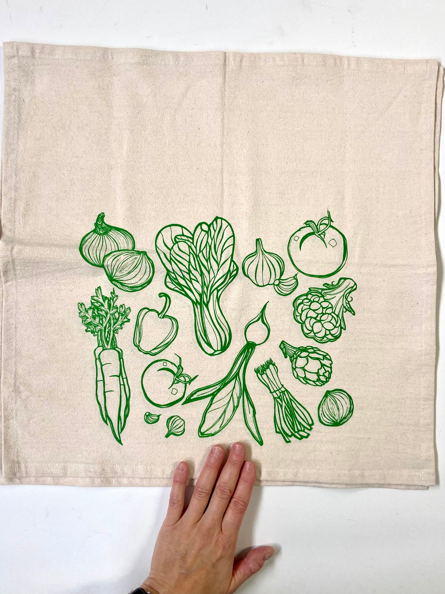 Organic Veggie Hand Printed Napkins Set of 2