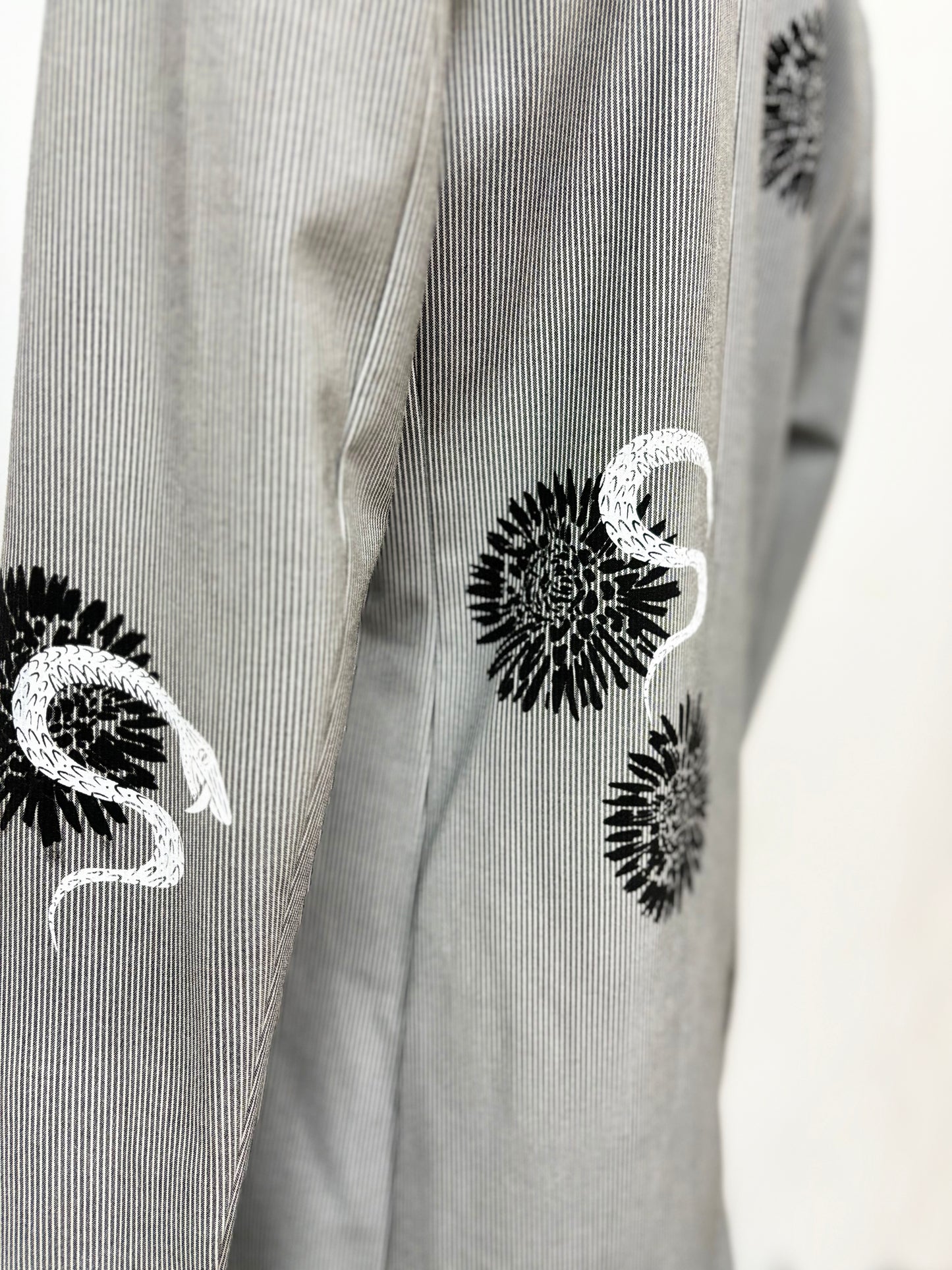 One of a Kind Upcycled Karl Lagerfeld Women's Suit Jacket with Hand Printed Flowers Snakes