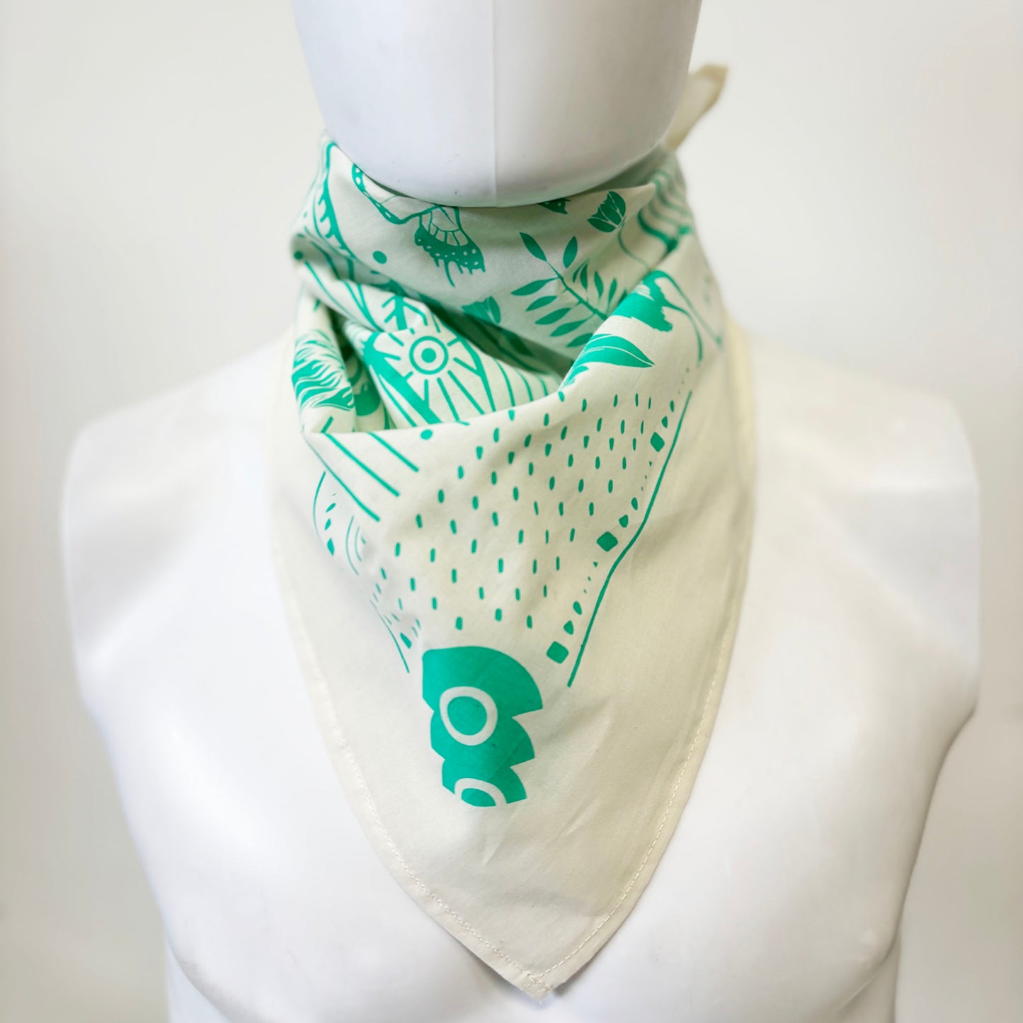 Gazelle Teal Bandana | 100% Cotton | Hand Screen Printed | 22 x22 inches | All-Over Print Bandana