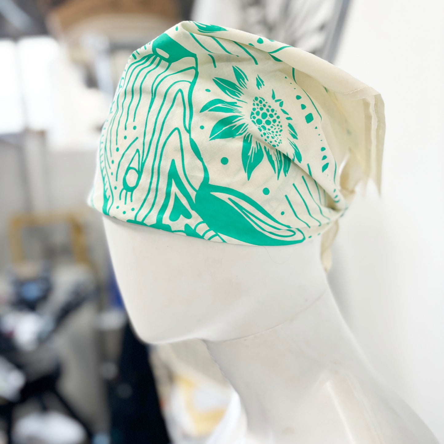 Gazelle Teal Bandana | 100% Cotton | Hand Screen Printed | 22 x22 inches | All-Over Print Bandana