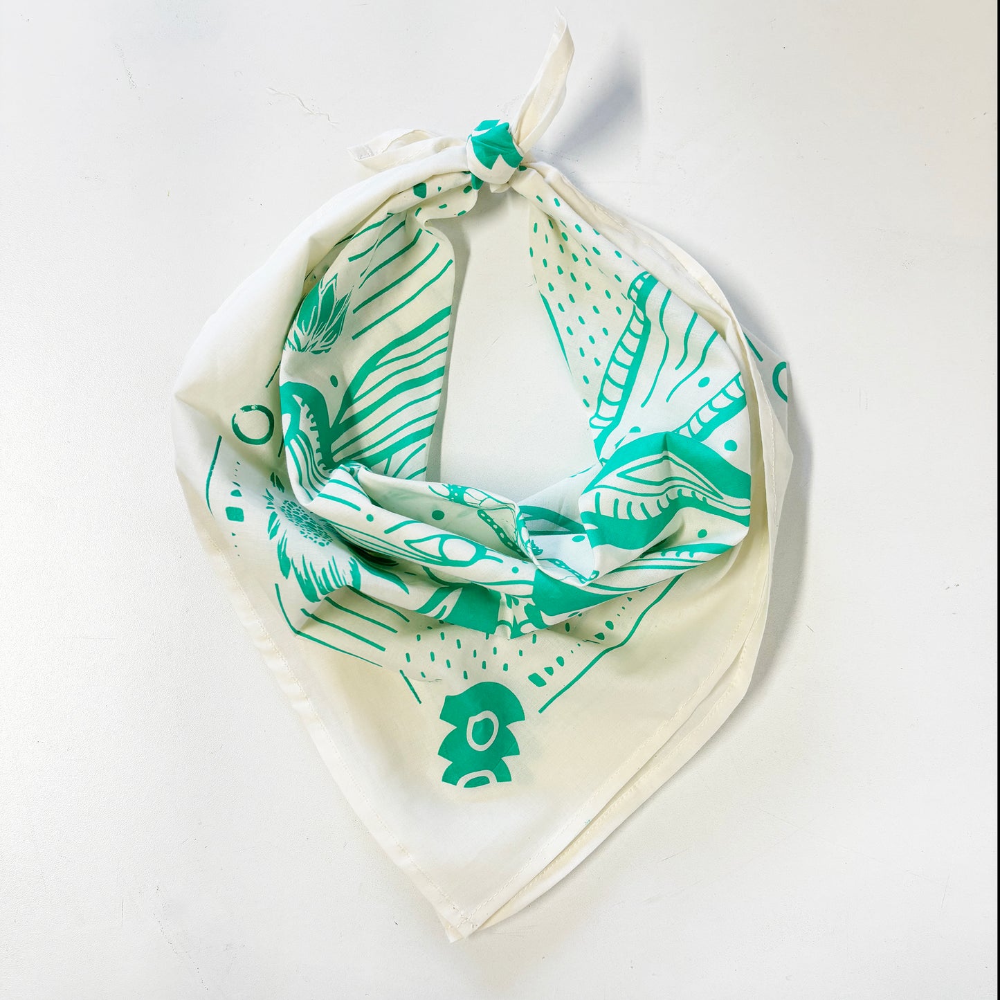 Gazelle Teal Bandana | 100% Cotton | Hand Screen Printed | 22 x22 inches | All-Over Print Bandana