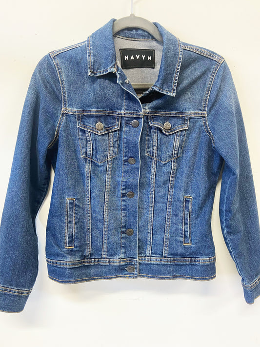 One of a Kind Upcycled Jean with Hand Printed Pink Agave Cactus Cotton Fabric