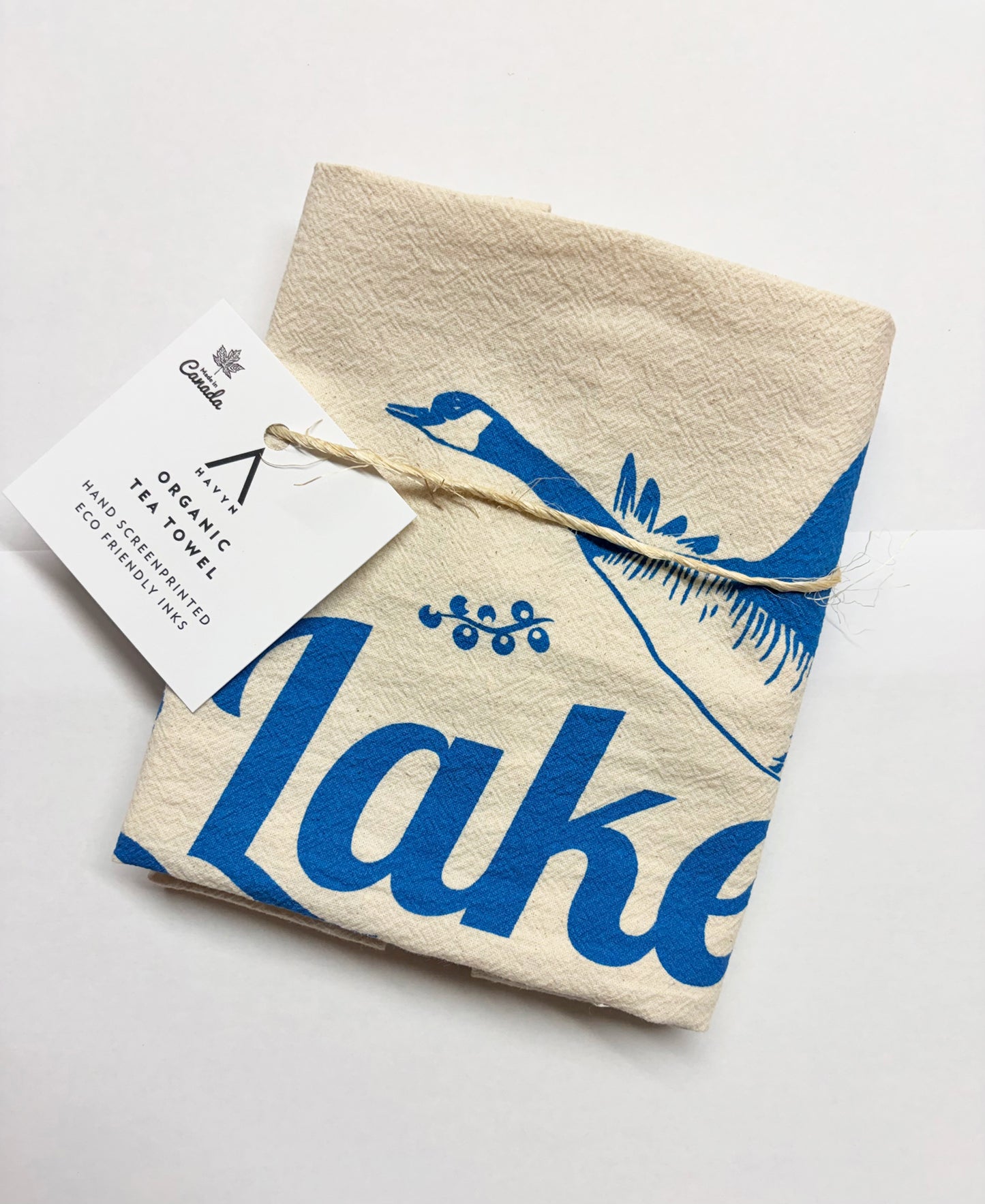 Lake Ontario Hand Printed Organic Tea Towel