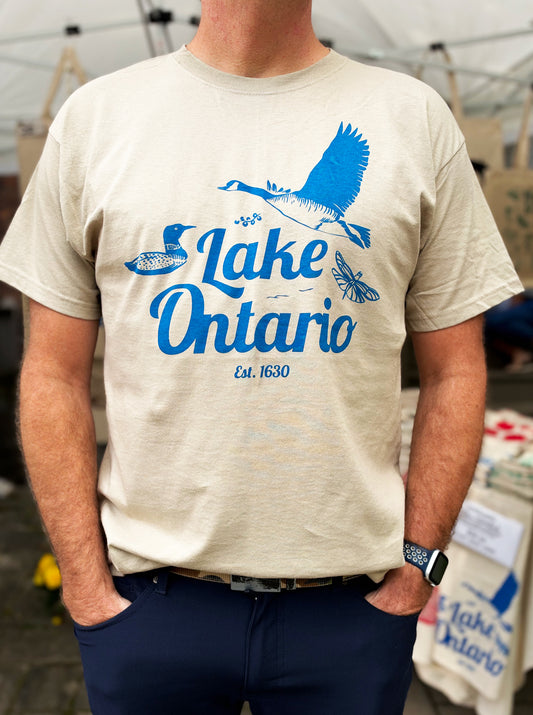 LAKE ONTARIO *Limited Edition* ORIGINAL Screen Print - Sand and Blue - Adult Unisex