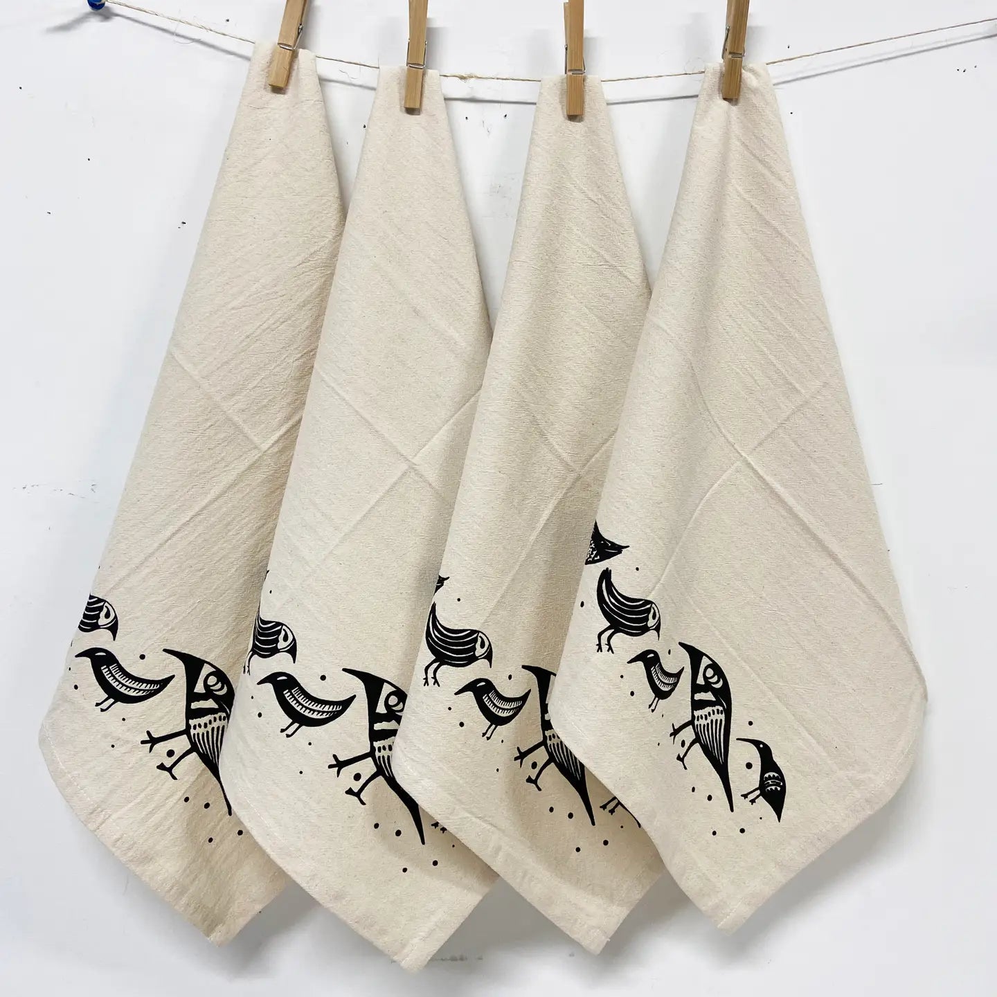 Birdies Organic Hand Printed Napkins Set of 4 or 8