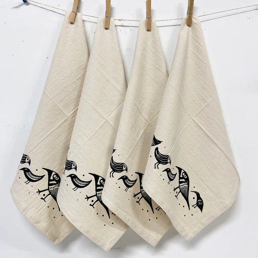 Birdies Organic Hand Printed Napkins Set of 4 or 8