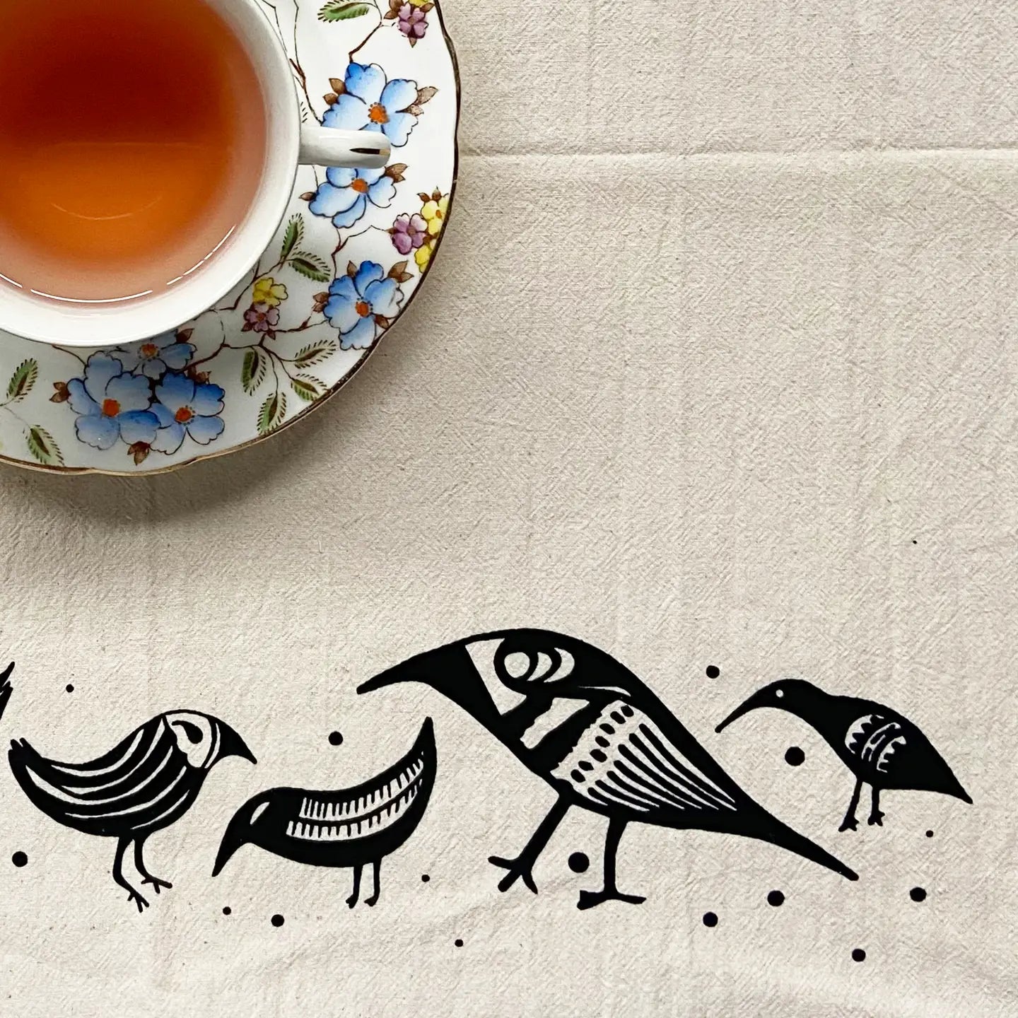 Birdies Organic Hand Printed Napkins Set of 4 or 8