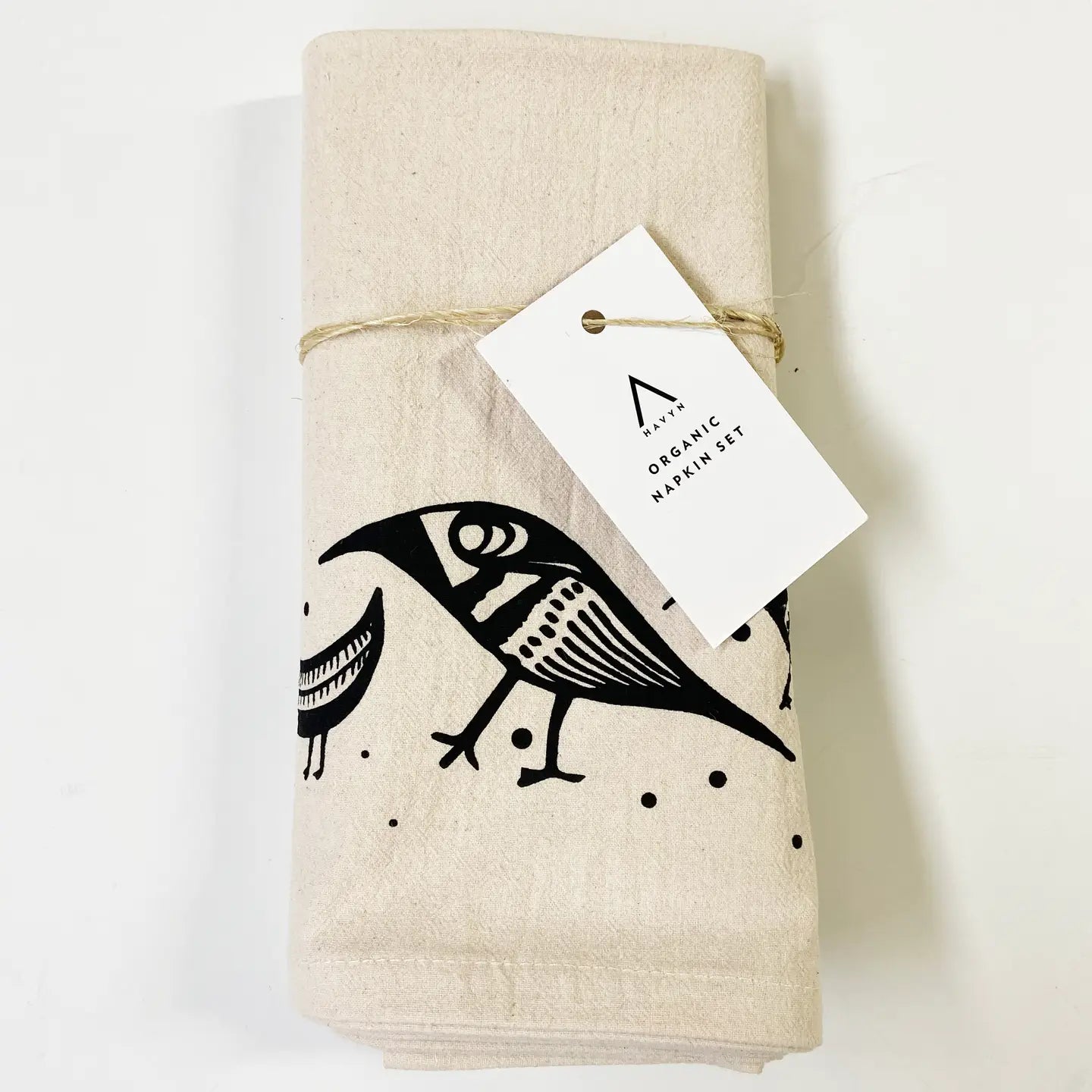Birdies Organic Hand Printed Napkins Set of 4 or 8