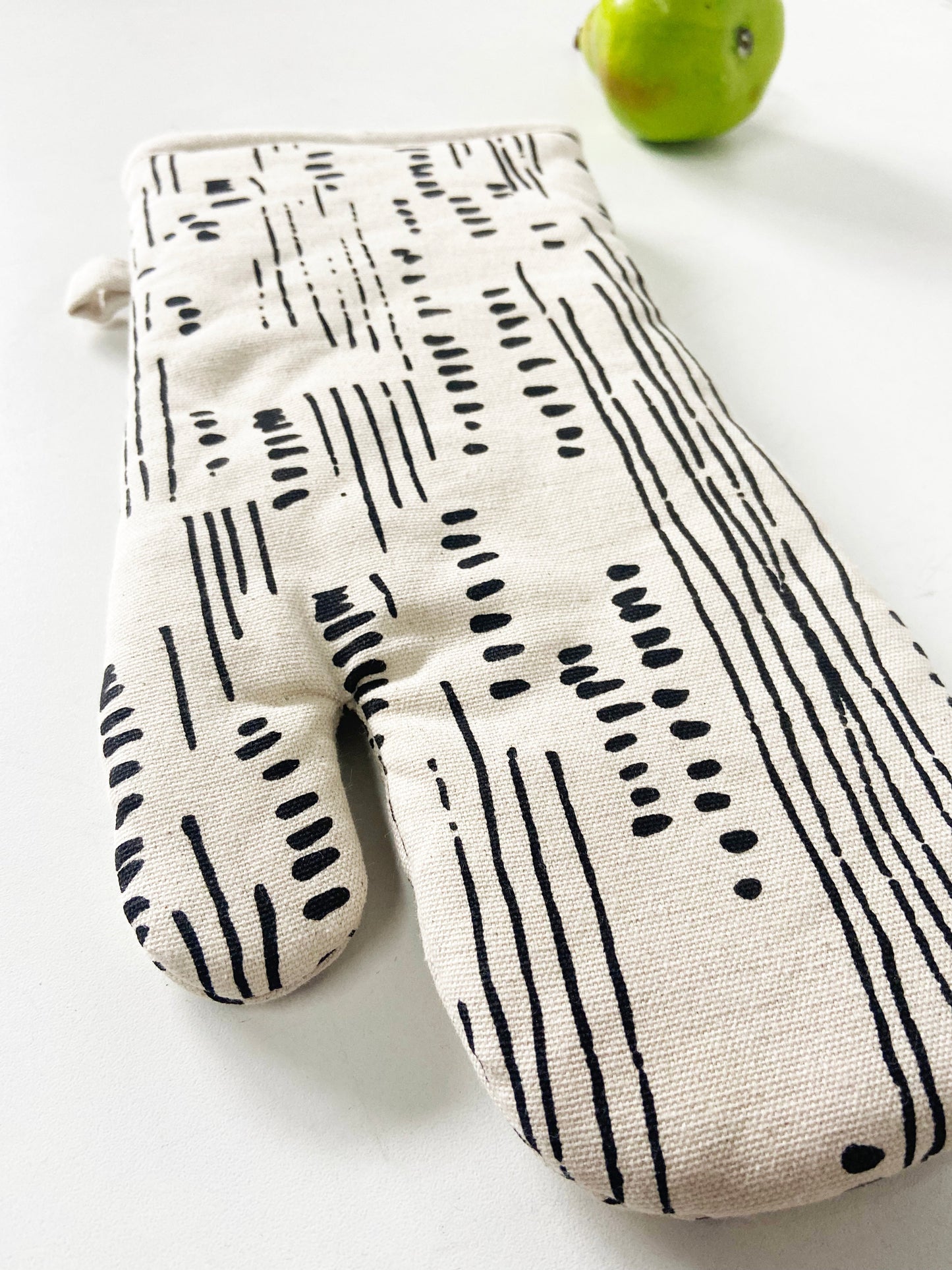 Oven Mitts Set - Abstract Pattern - Natural Cotton Canvas