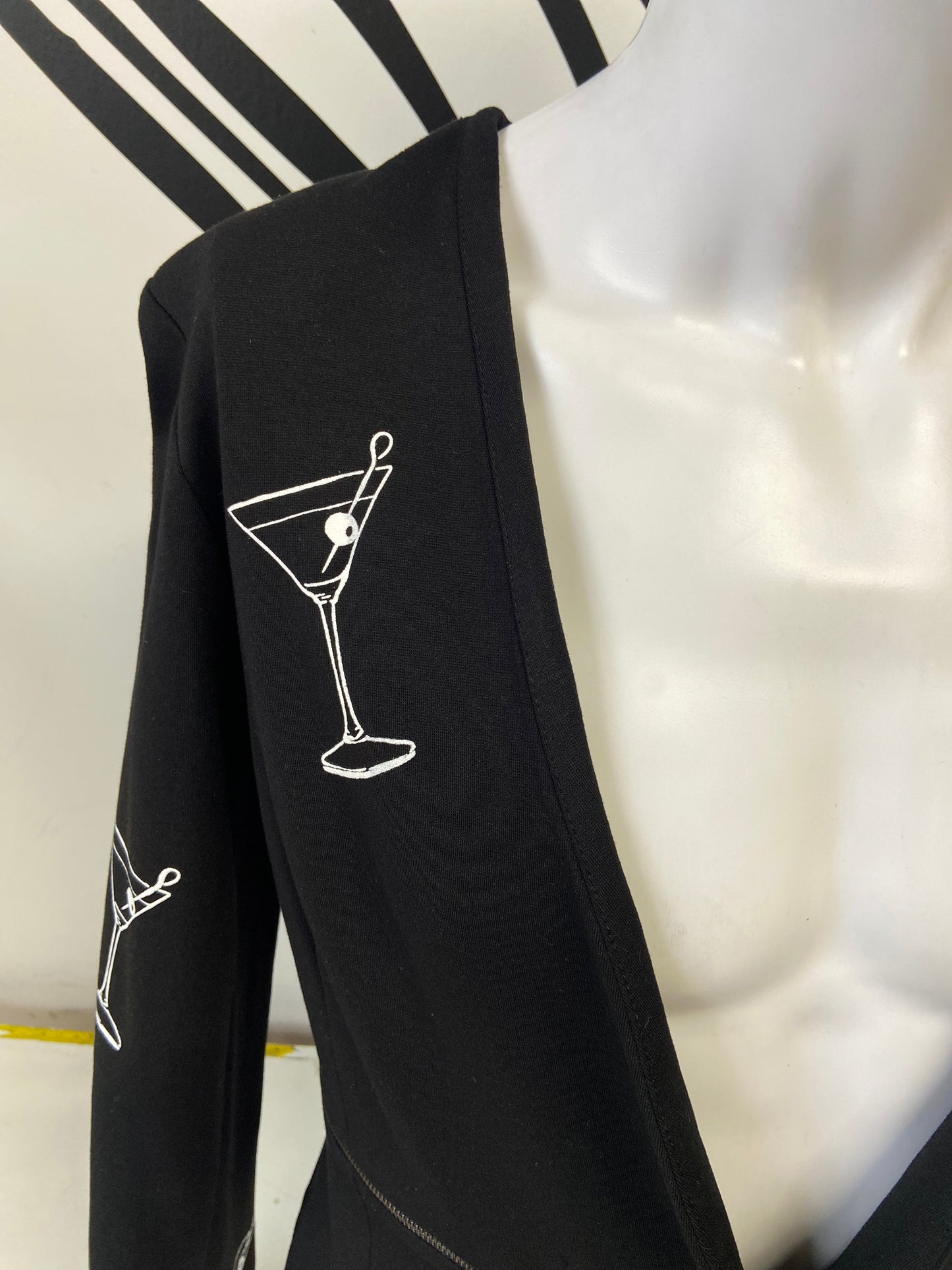 One of a Kind Hand Printed Cocktails on Cropped Jacket