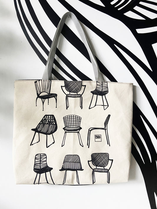 One of a Kind Tote Bag | Hand Made and Printed | Chairs and Cactus - 04