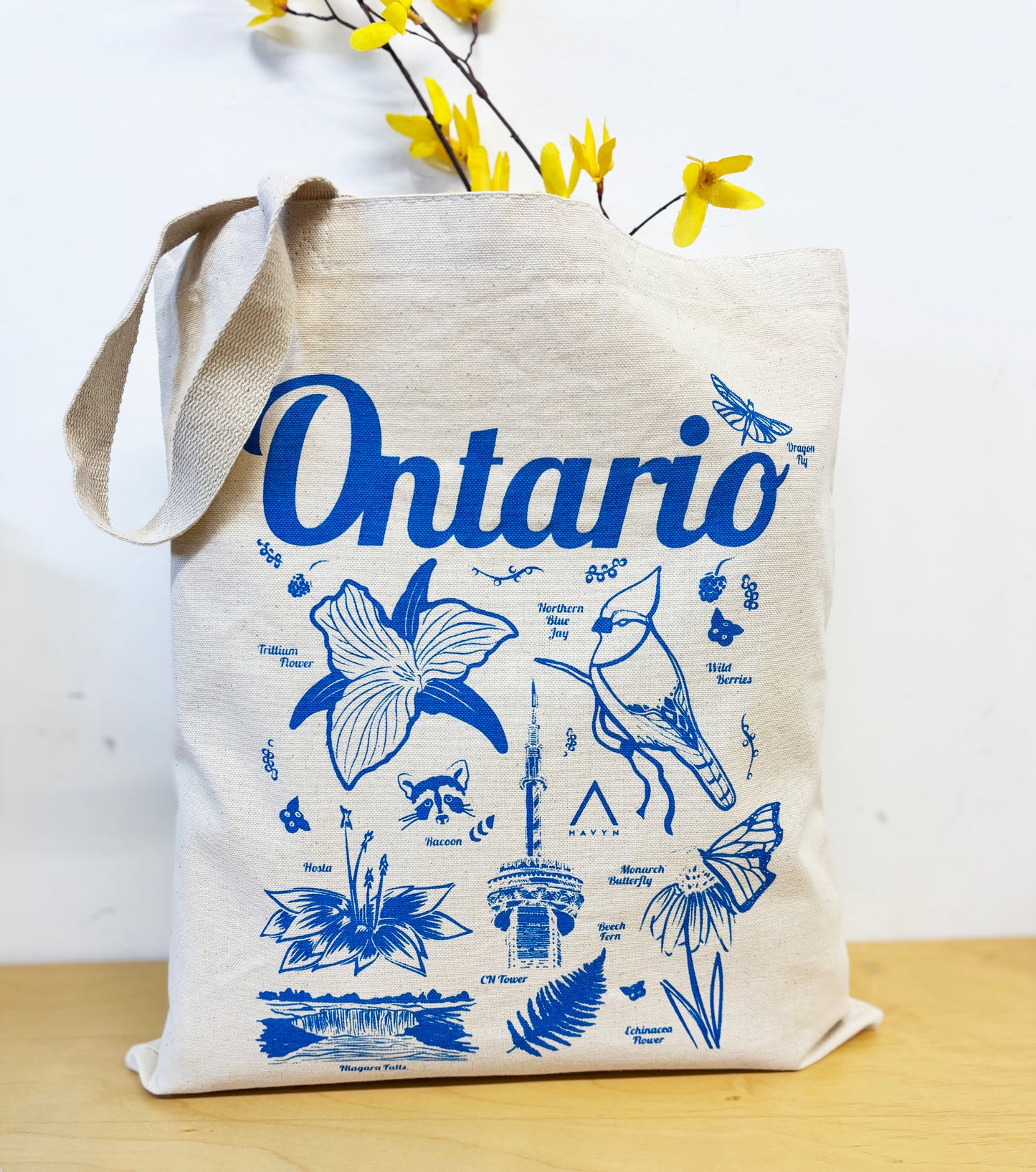 Ontario Cotton Tote Blue Hand Printed Every Day