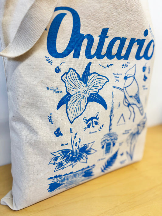 Ontario Cotton Tote Blue Hand Printed Every Day