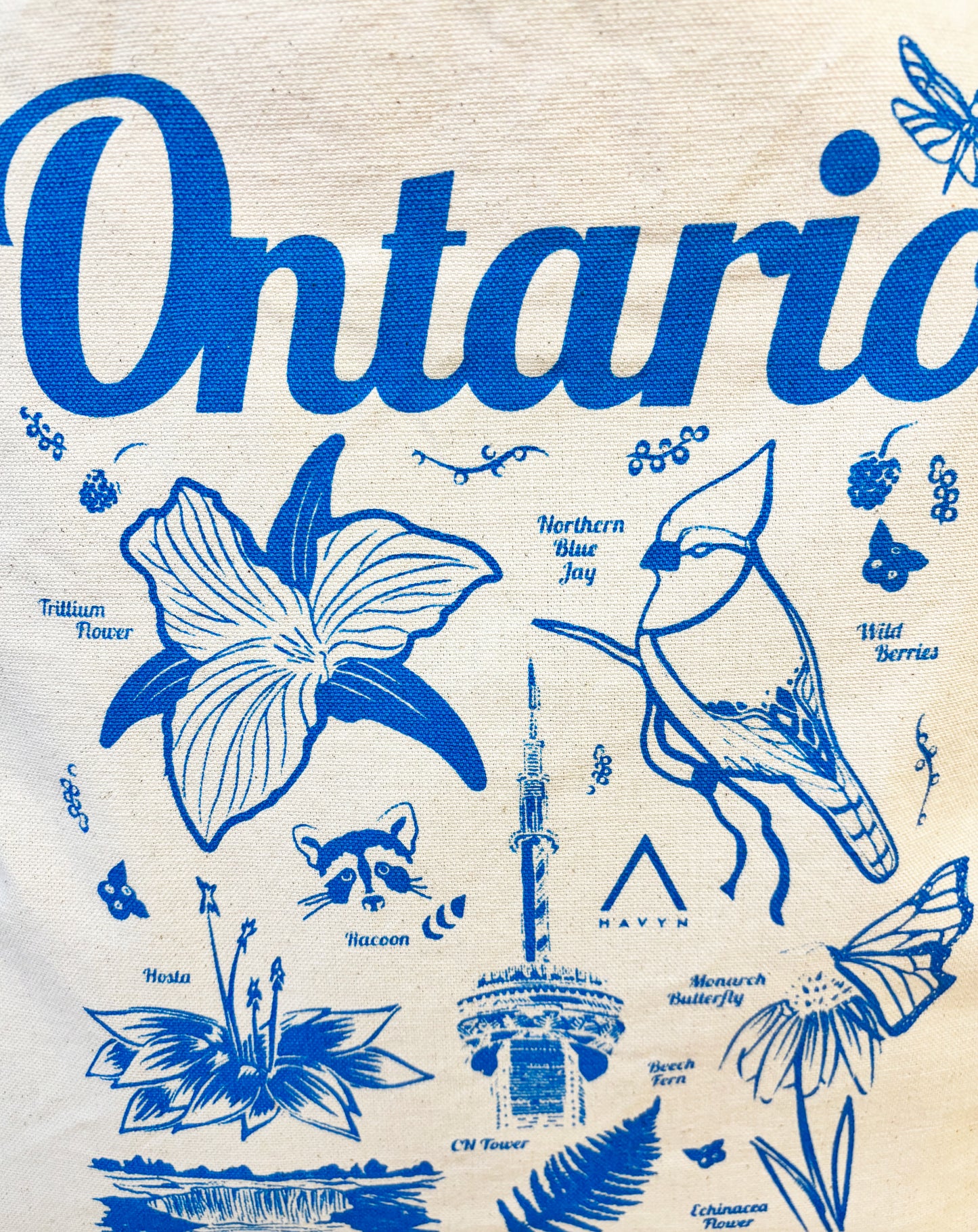 Ontario Cotton Tote Blue Hand Printed Every Day