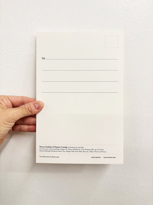Postcard - Ontario Symbols - HUGE 6x9 - Recycled Paper