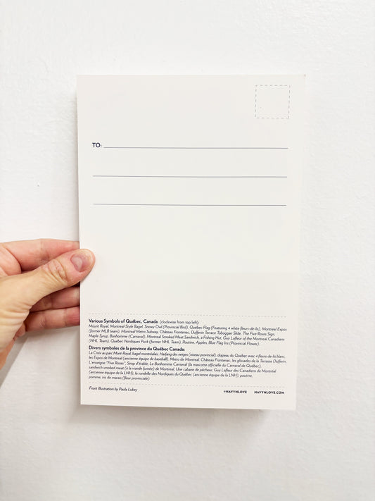 Postcard - Québec Symbols - HUGE 6x9 - Recycled Paper