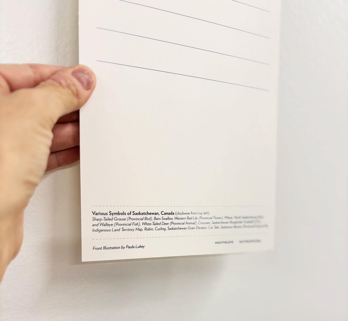 Postcard - Sasskatchewan Symbols - HUGE 6x9 - Recycled Paper