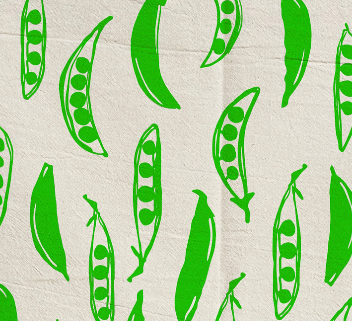 Peas Green Hand Printed Organic Tea Towel