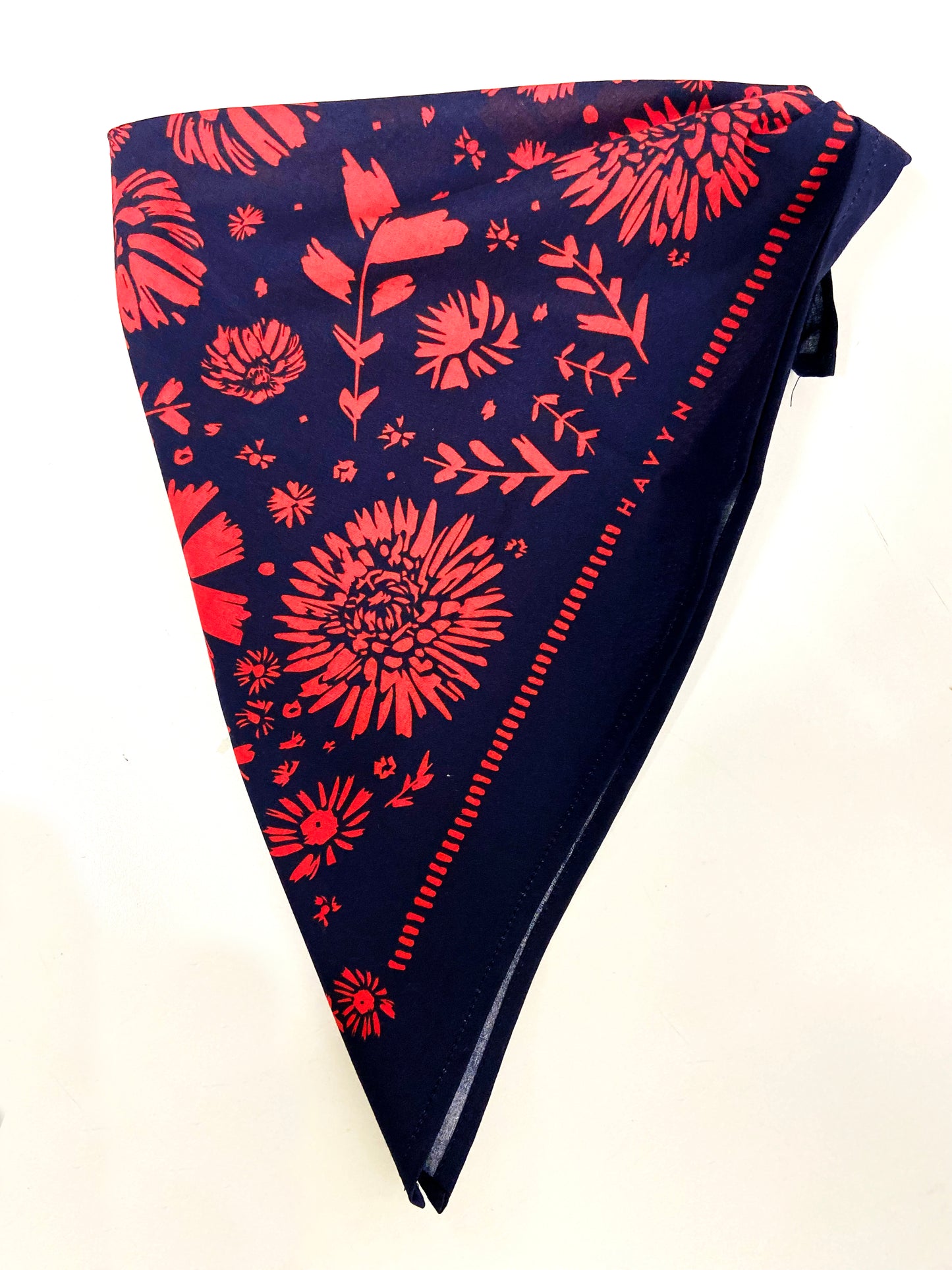 Red/Pink Flower Pattern Bandana | 100% Cotton | Hand Screen Printed | 22 x22 inches | All-Over Print Bandana