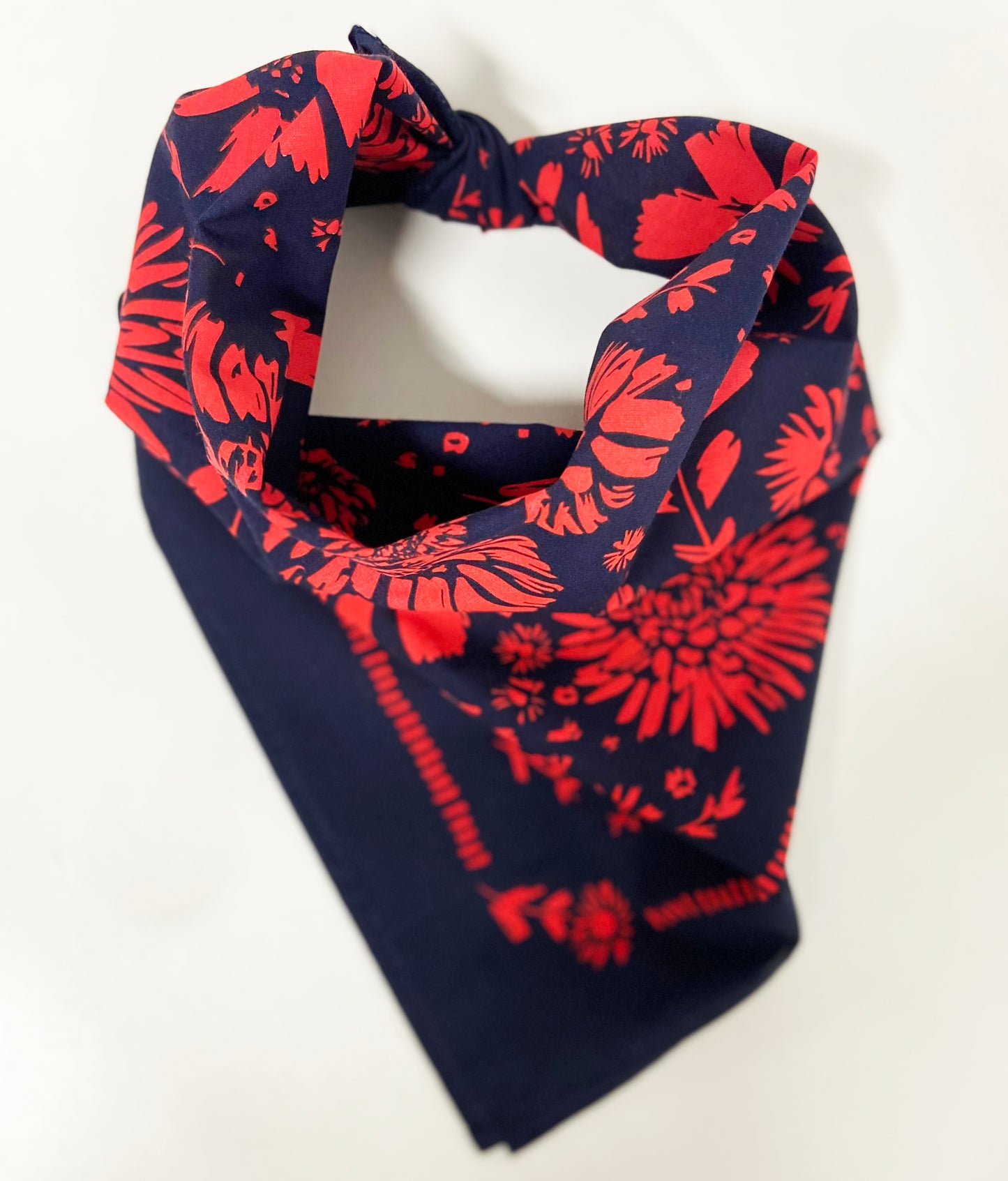 Red/Pink Flower Pattern Bandana | 100% Cotton | Hand Screen Printed | 22 x22 inches | All-Over Print Bandana