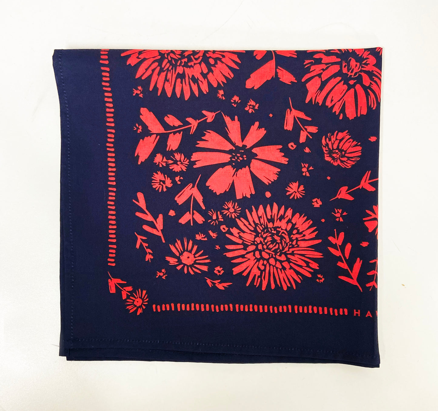 Red/Pink Flower Pattern Bandana | 100% Cotton | Hand Screen Printed | 22 x22 inches | All-Over Print Bandana