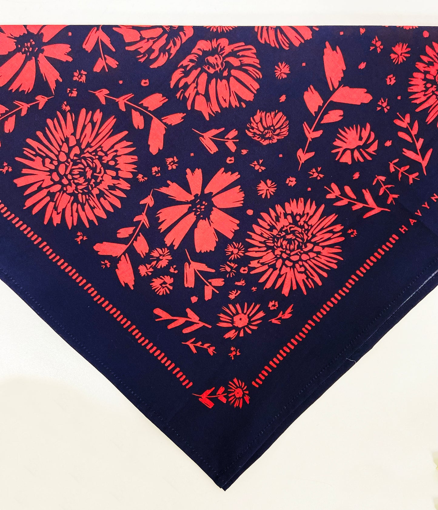 Red/Pink Flower Pattern Bandana | 100% Cotton | Hand Screen Printed | 22 x22 inches | All-Over Print Bandana