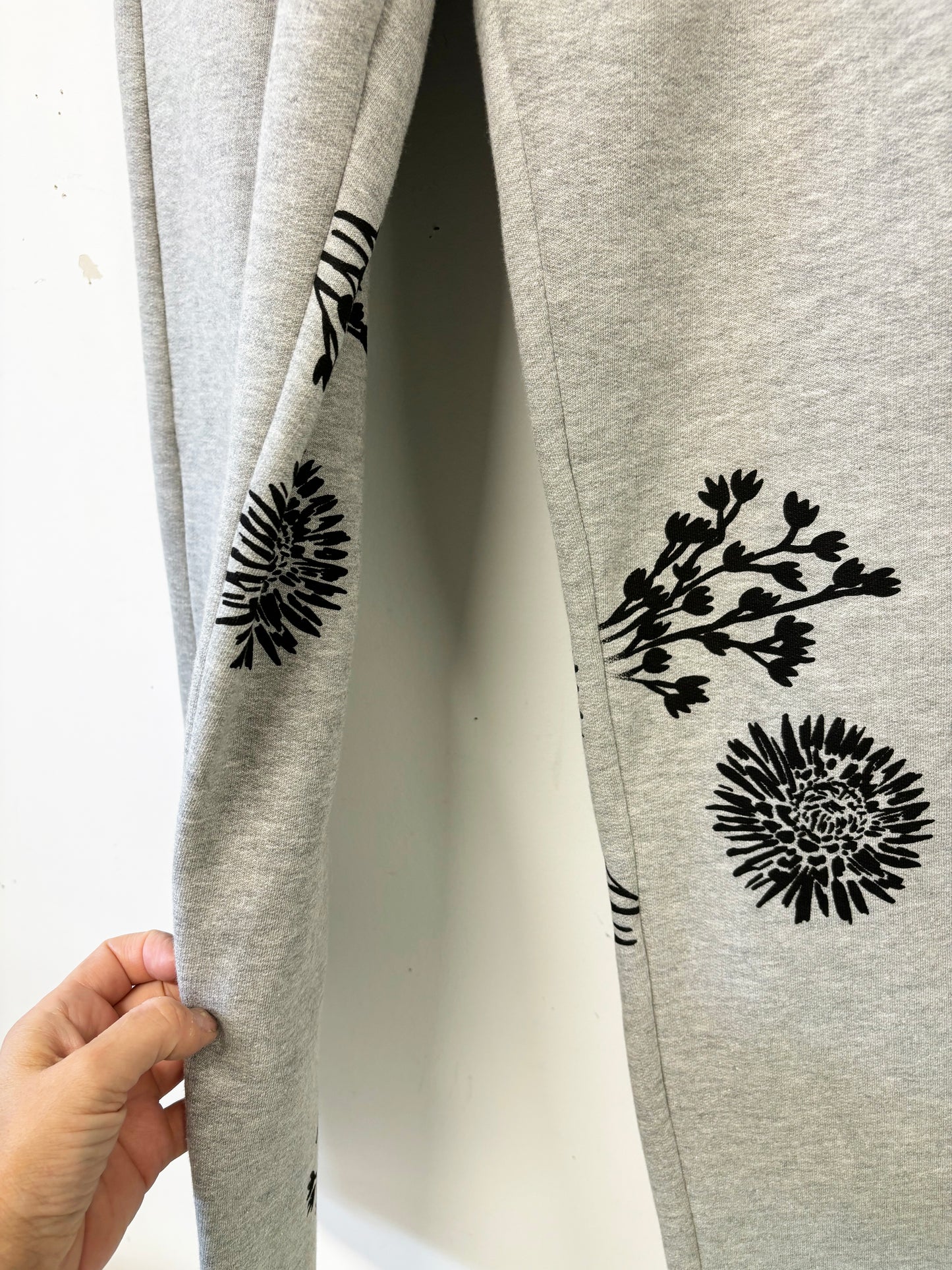 One of a Kind Hand Printed Flowers Sweat Pants - Full Length
