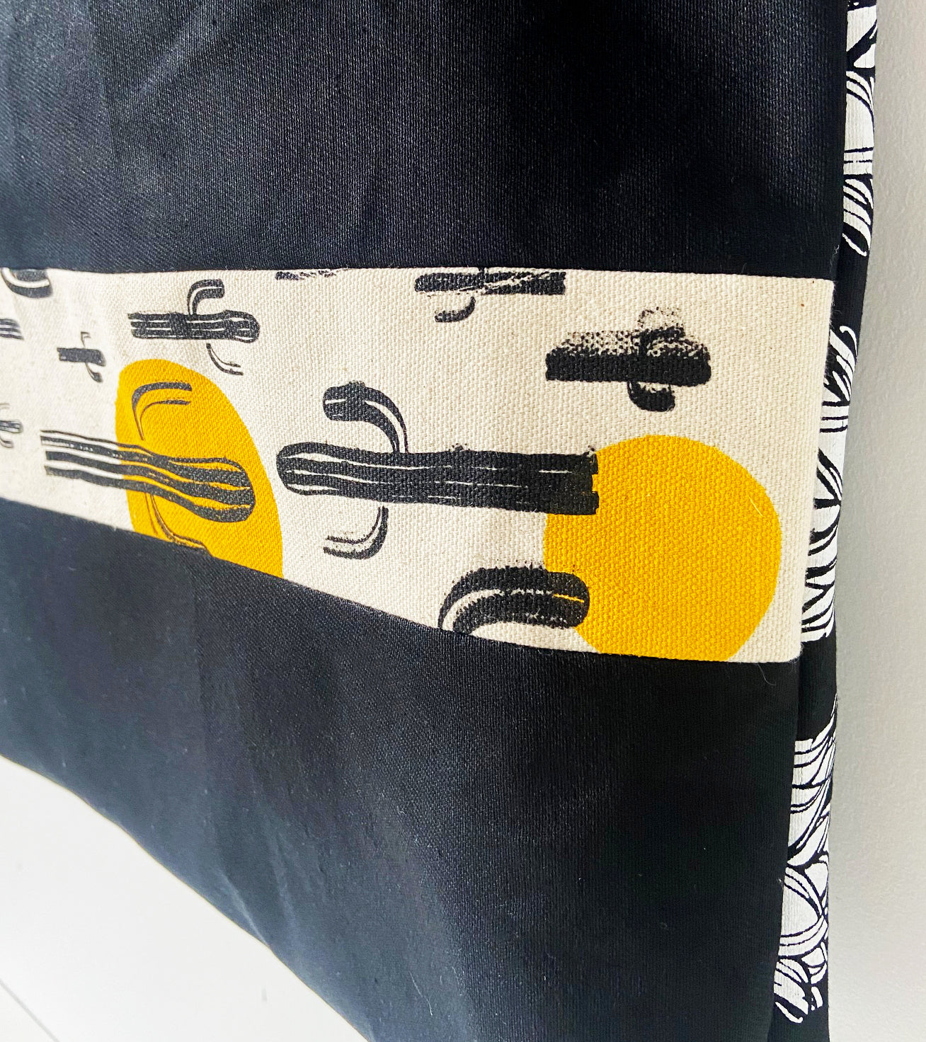 One of a Kind Tote Bag | Hand Made and Printed | Cactus Yellow Black - 02