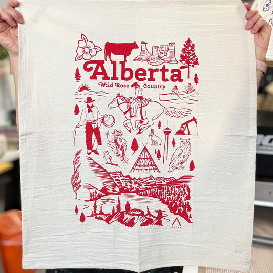 Alberta Commemorative Hand Printed Organic Tea Towel
