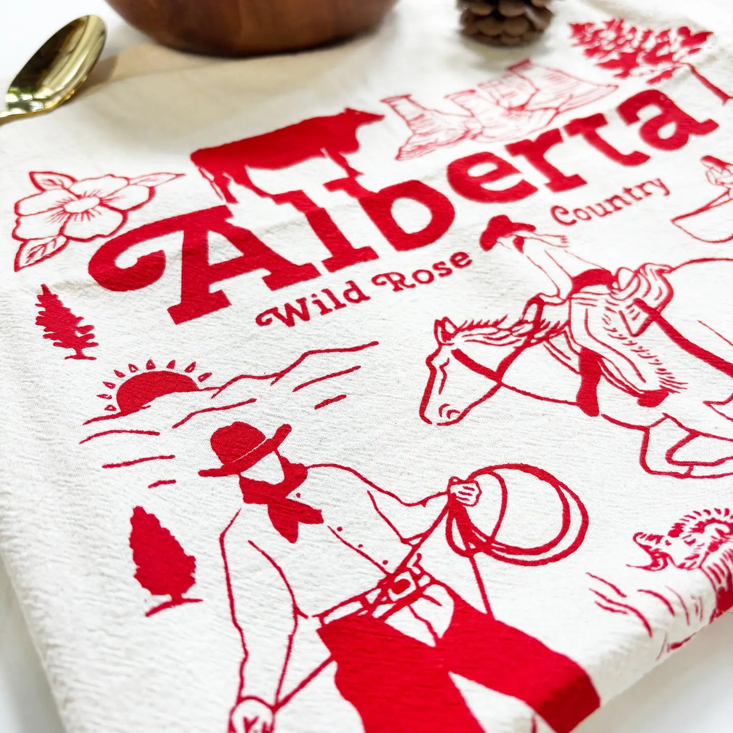 Alberta Commemorative Hand Printed Organic Tea Towel